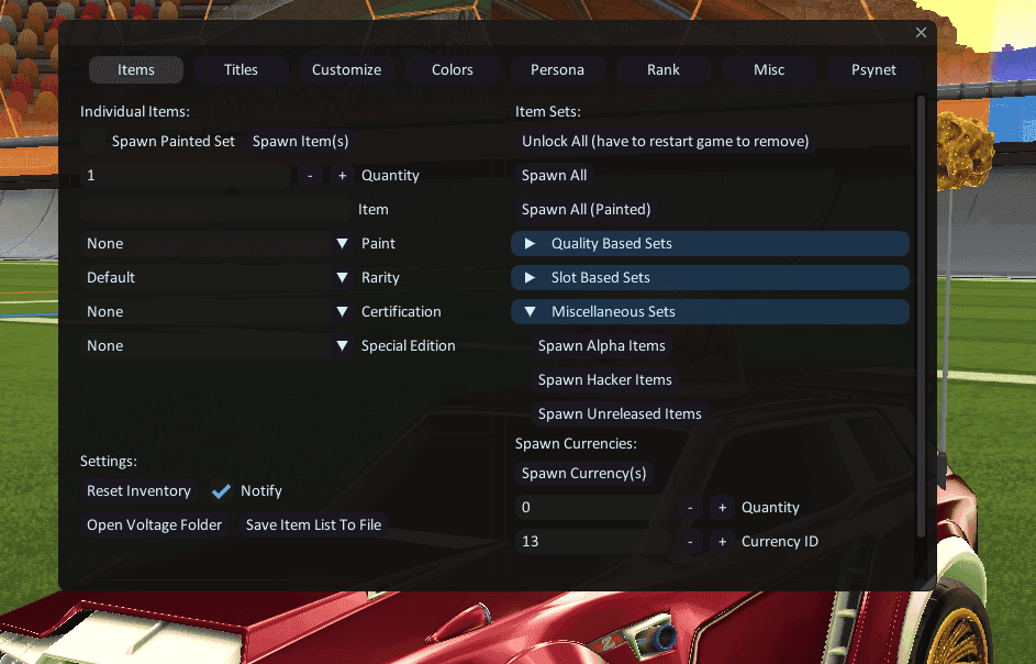 Spawn and collect all RL items